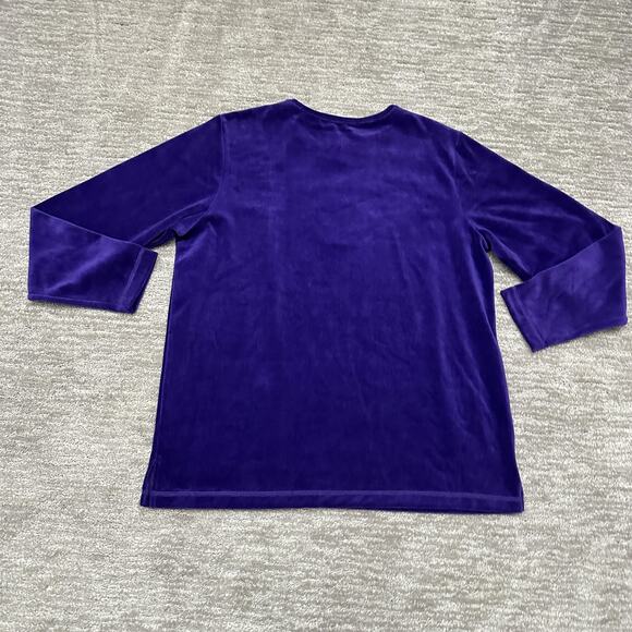 Quacker Factory Lounge Set Womens Large Purple Velour Rhinestone Cozy Pants - Picture 4 of 16